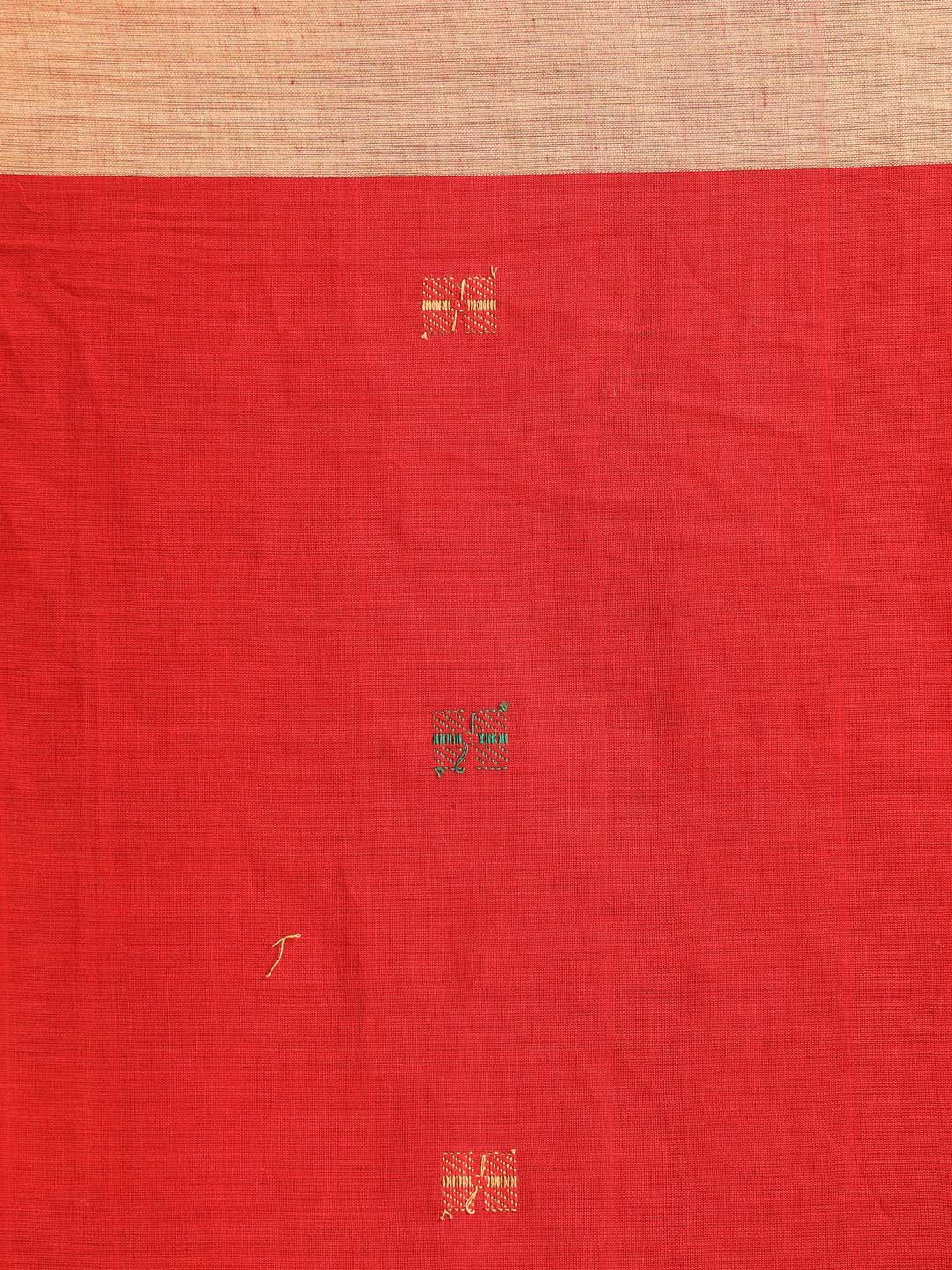 Indethnic Red Bengal Handloom Pure Cotton Saree Daily Saree - Saree Detail View