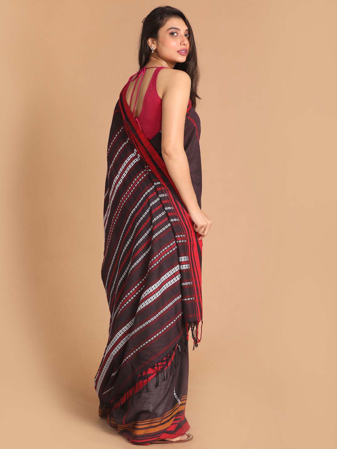 Indethnic Brown Bengal Handloom Pure Cotton Saree Daily Saree - View 3