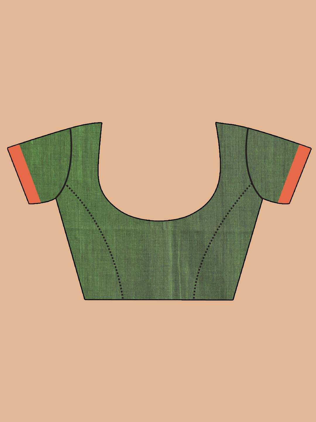 Indethnic Green Bengal Handloom Pure Cotton Saree Work Saree - Blouse Piece View