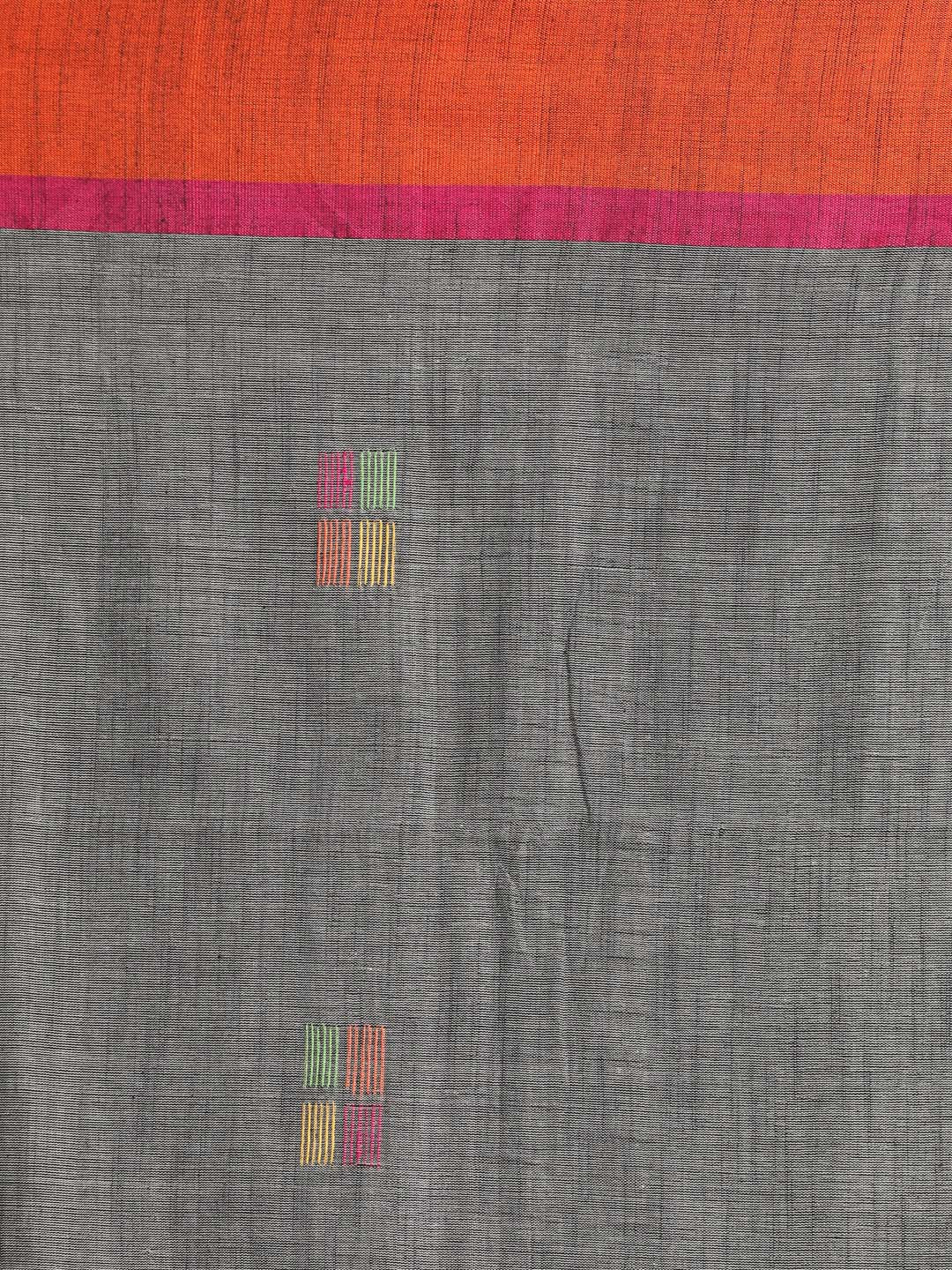 Indethnic Grey Bengal Handloom Pure Cotton Saree Work Saree - Saree Detail View