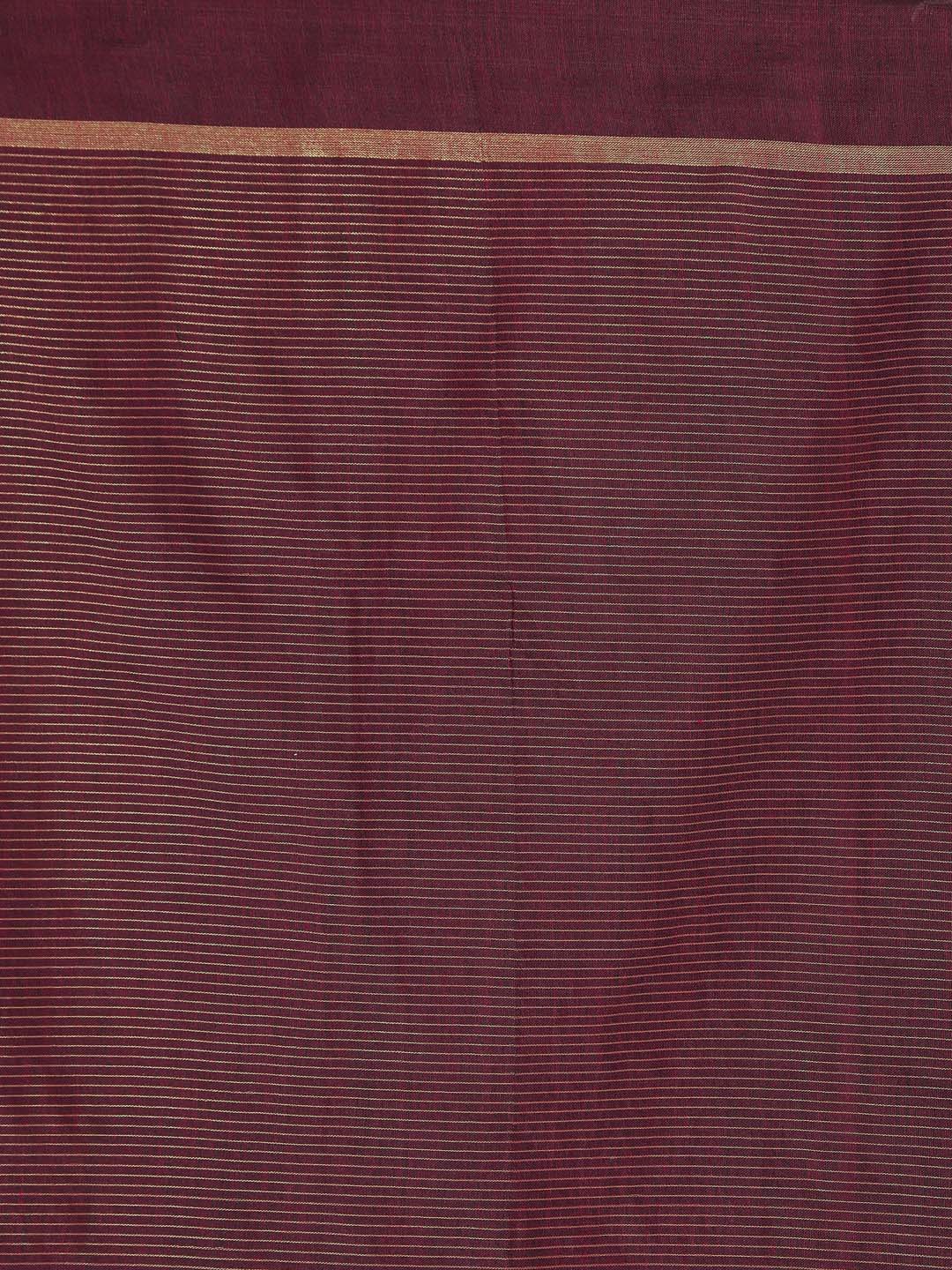 Indethnic Maroon Bengal Handloom Pure Cotton Saree Work Saree - Saree Detail View