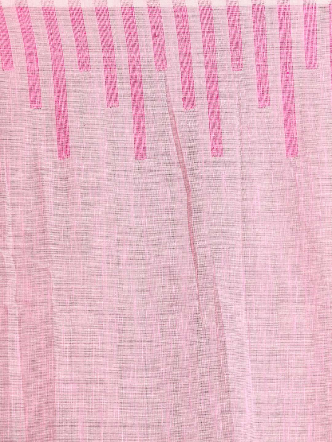Indethnic Pink Bengal Handloom Pure Cotton Saree Work Saree - Saree Detail View