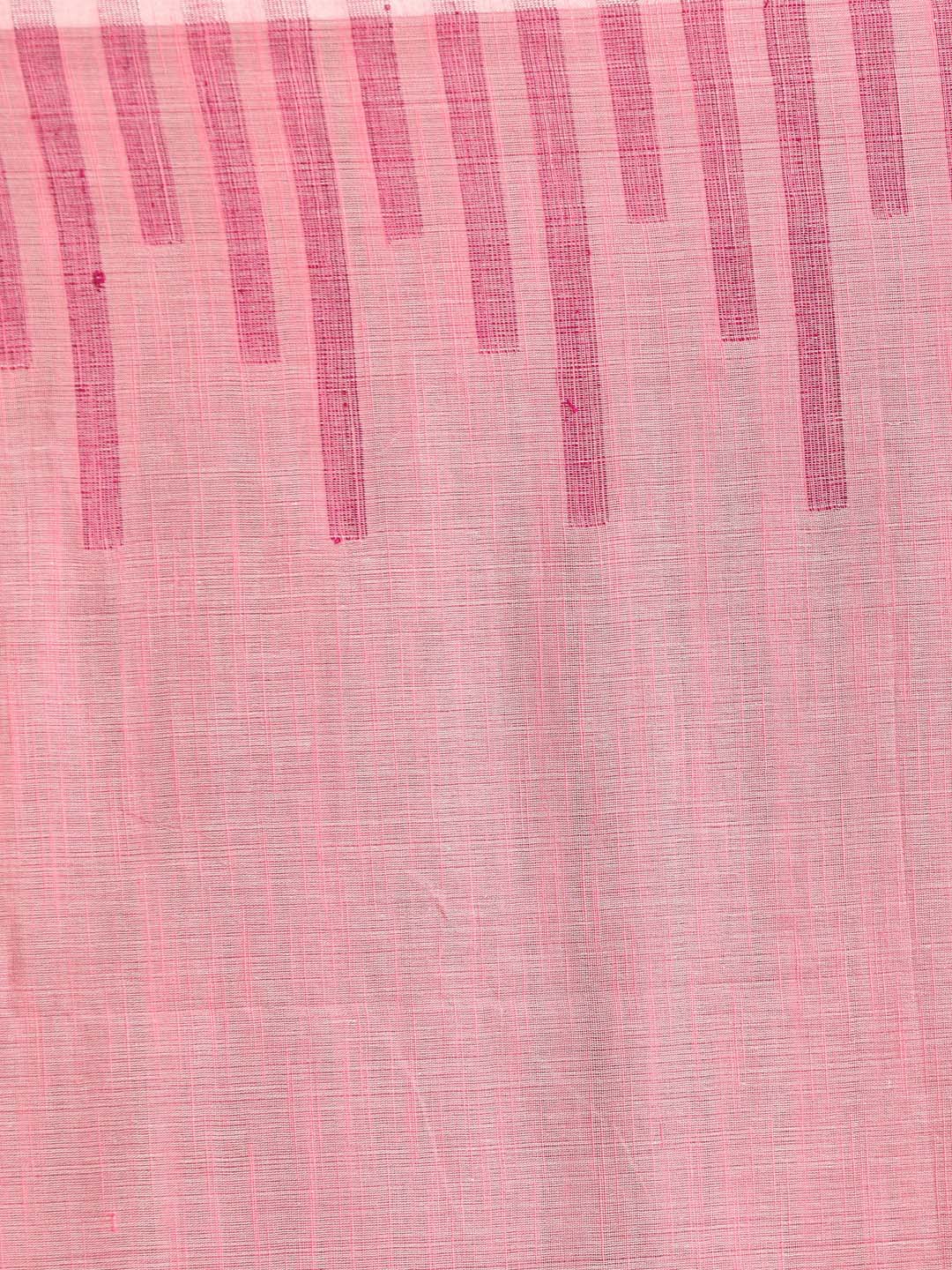 Indethnic Pink Bengal Handloom Pure Cotton Saree Work Saree - Saree Detail View