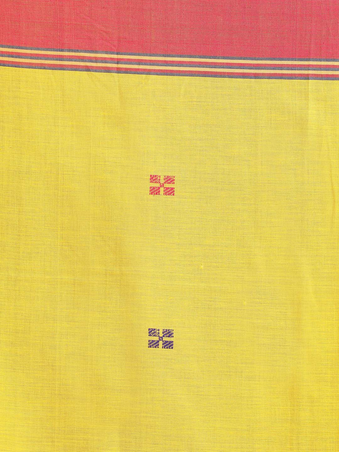 Indethnic Yellow Bengal Handloom Pure Cotton Saree Daily Saree - Saree Detail View