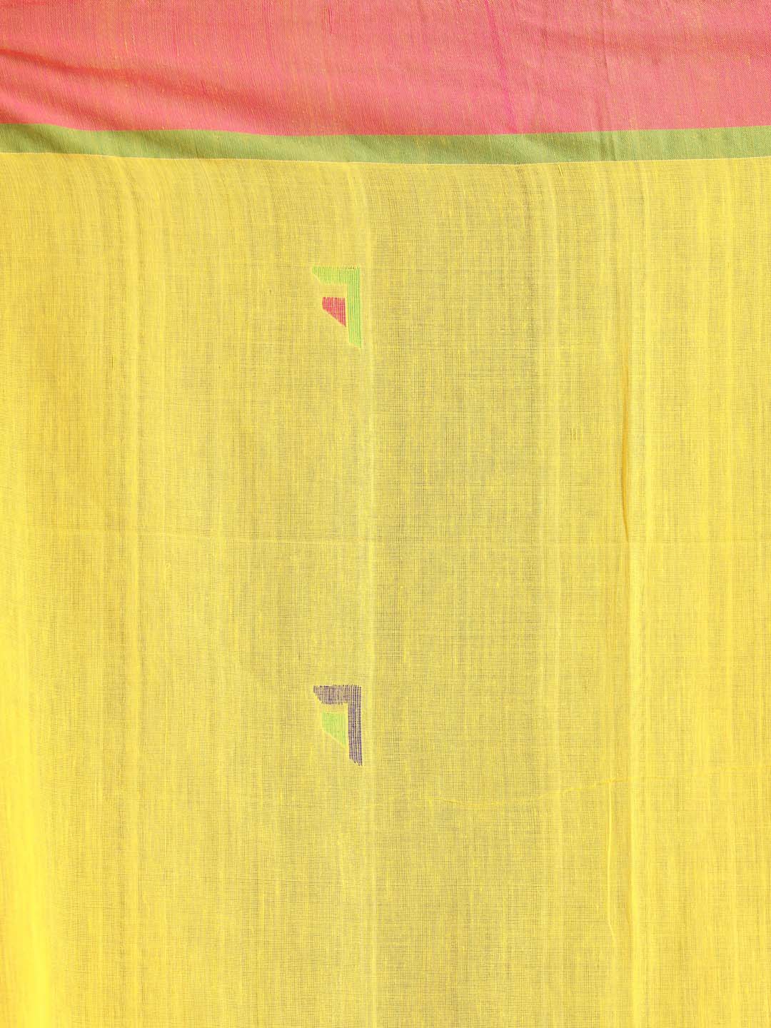 Indethnic Yellow Bengal Handloom Pure Cotton Saree Work Saree - Saree Detail View