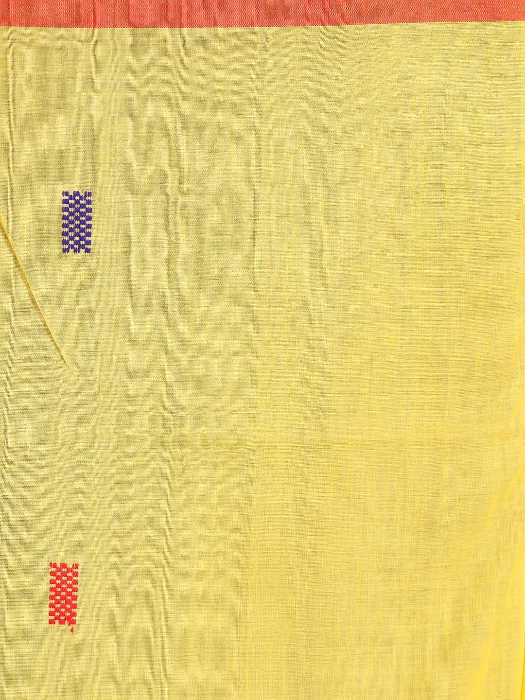 Indethnic Yellow Bengal Handloom Pure Cotton Saree Work Saree - Saree Detail View