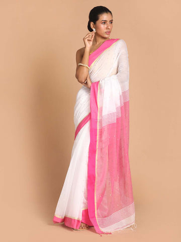 MOONLIT IVORY (HANDLOOM COTTON BLEND SAREE)