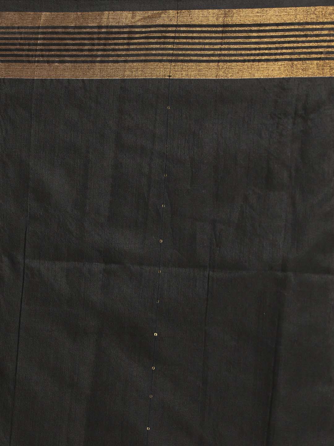 Indethnic Black Bengal Handloom Cotton Blend Work Saree - Saree Detail View