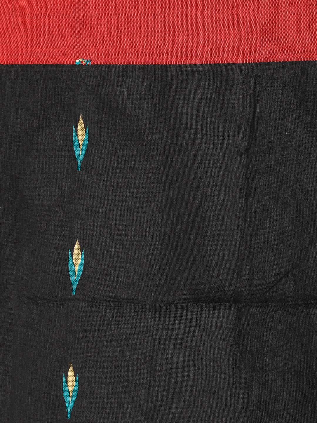 Indethnic Black Bengal Handloom Cotton Blend Work Saree - Saree Detail View