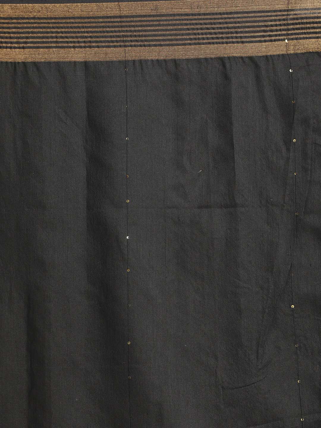 Indethnic Black Bengal Handloom Cotton Blend Party Saree - Saree Detail View