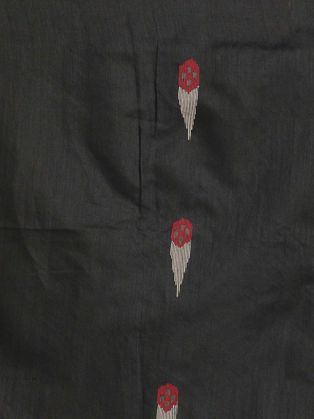 Indethnic Black Bengal Handloom Cotton Blend Work Saree - Saree Detail View
