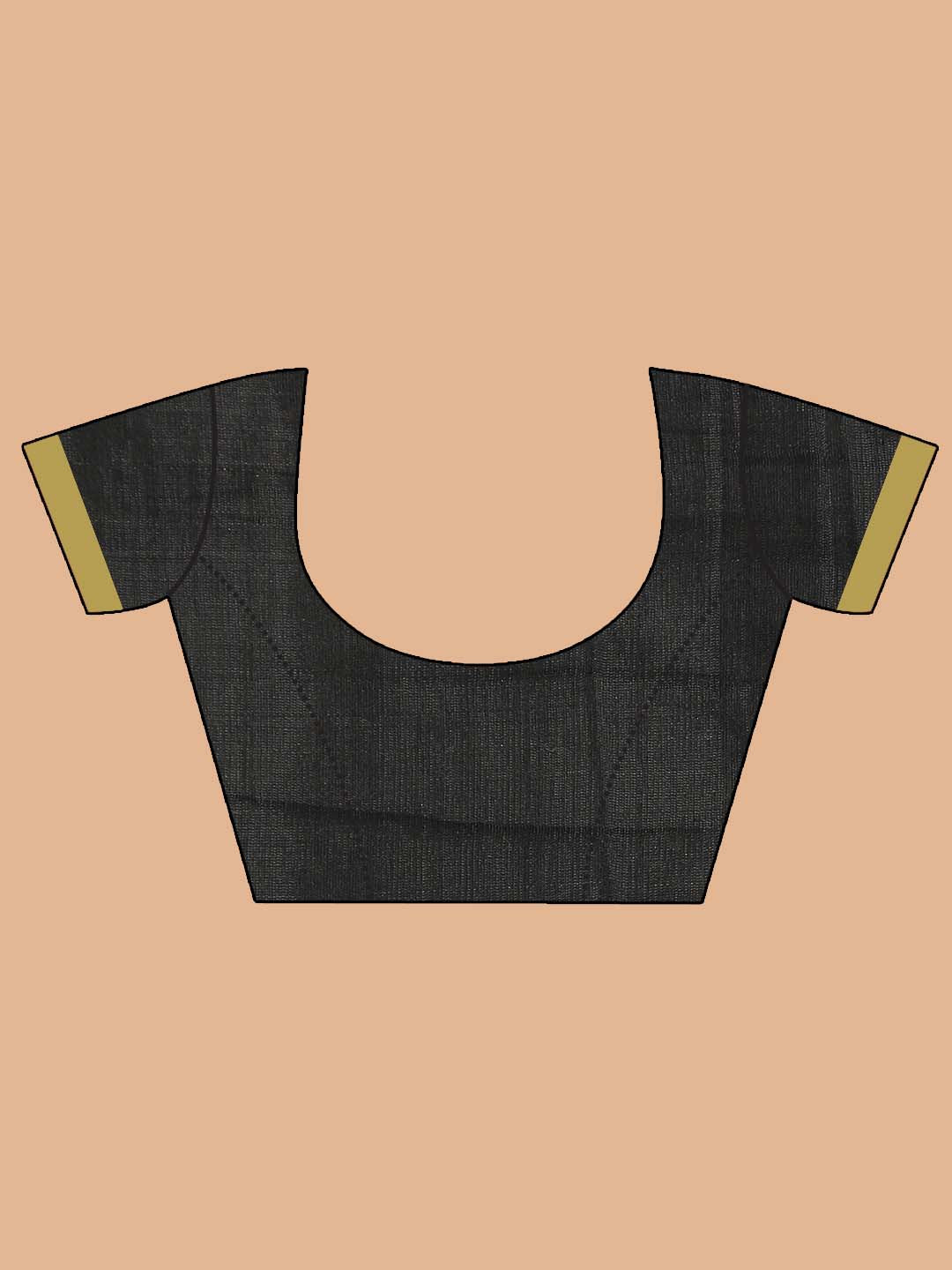 Indethnic Black Bengal Handloom Cotton Blend Work Saree - Blouse Piece View