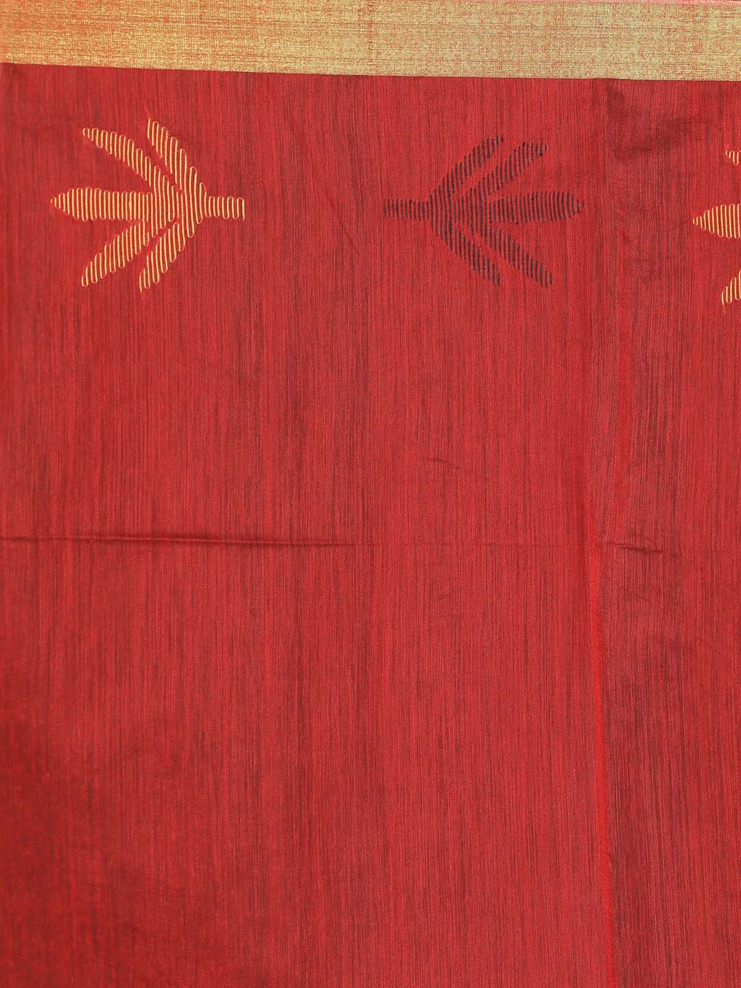 Indethnic Red Bengal Handloom Cotton Blend Work Saree - Saree Detail View