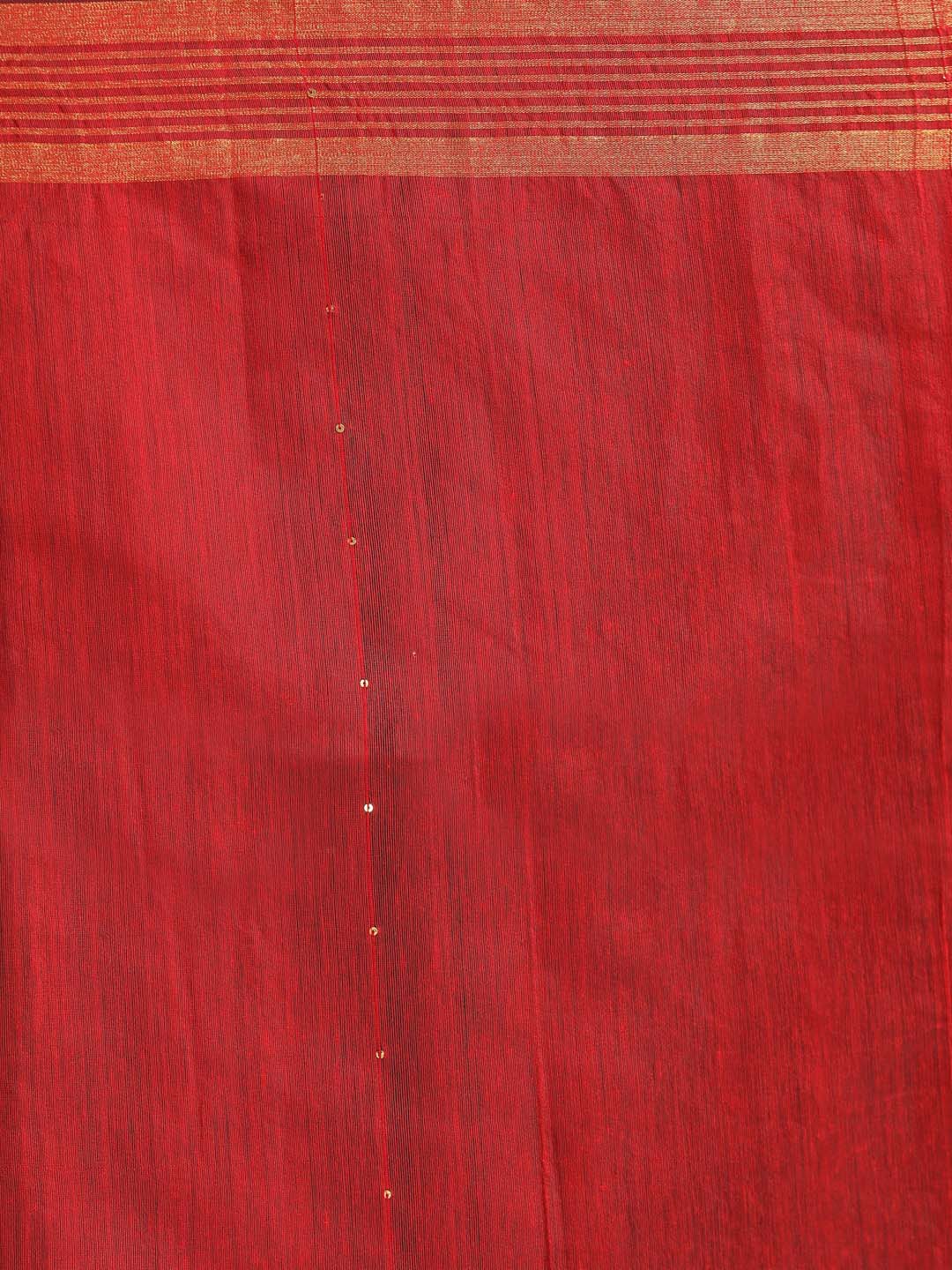 Indethnic Red Bengal Handloom Cotton Blend Work Saree - Saree Detail View