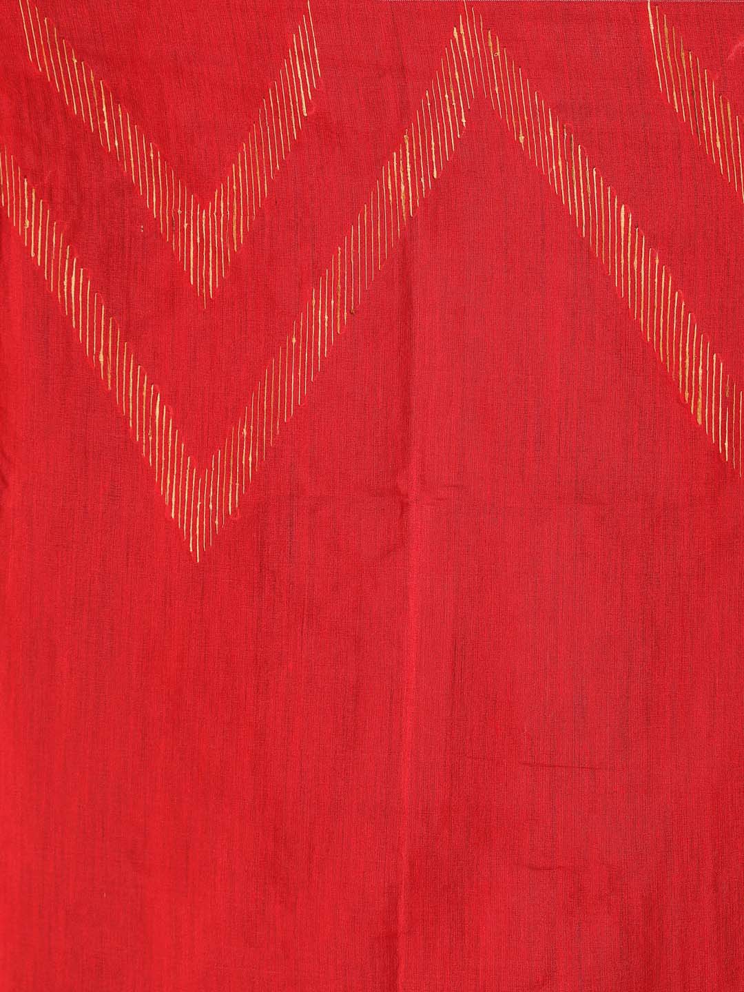 Indethnic Red Bengal Handloom Cotton Blend Work Saree - Saree Detail View