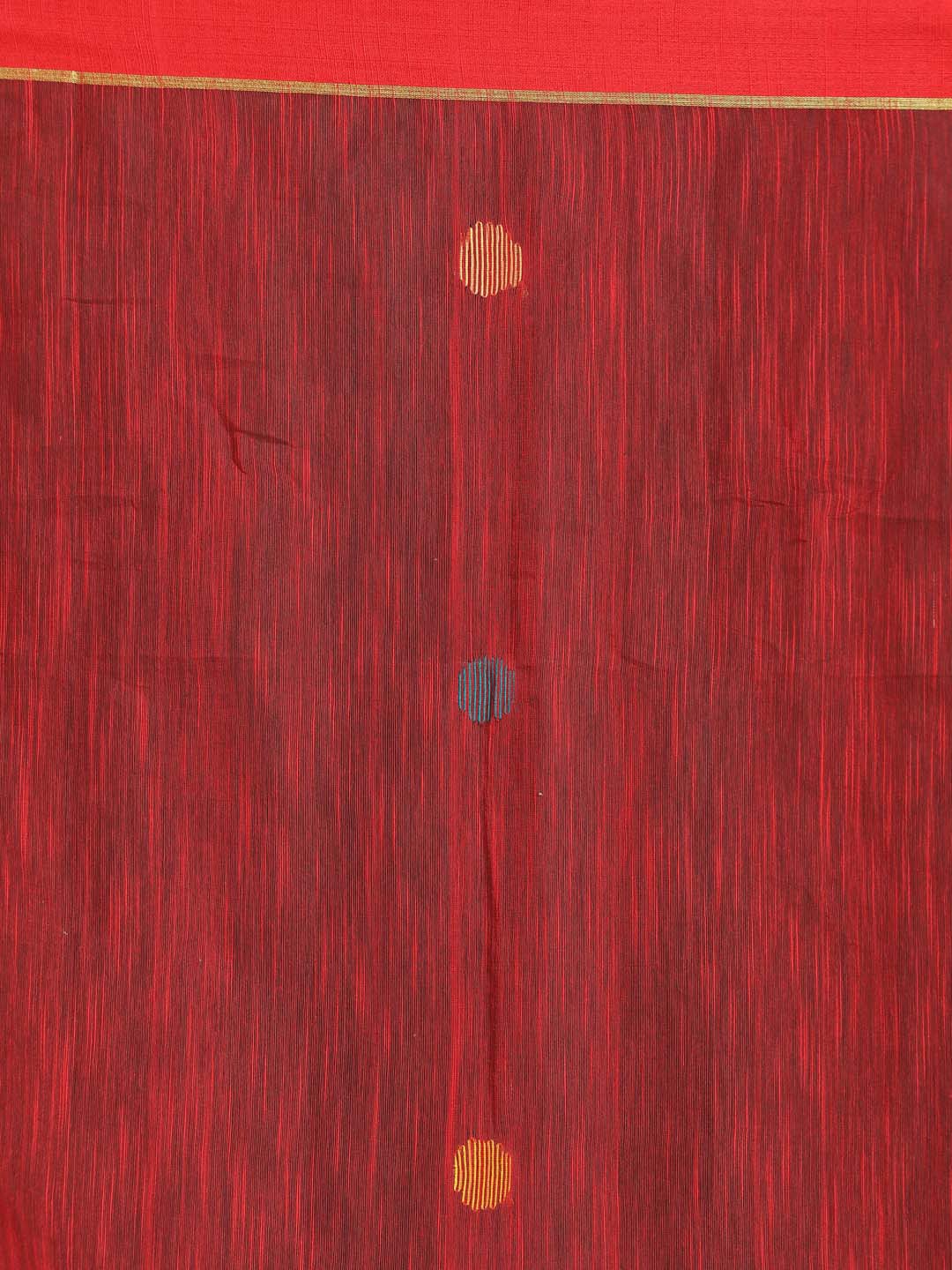 Indethnic Red Bengal Handloom Cotton Blend Work Saree - Saree Detail View