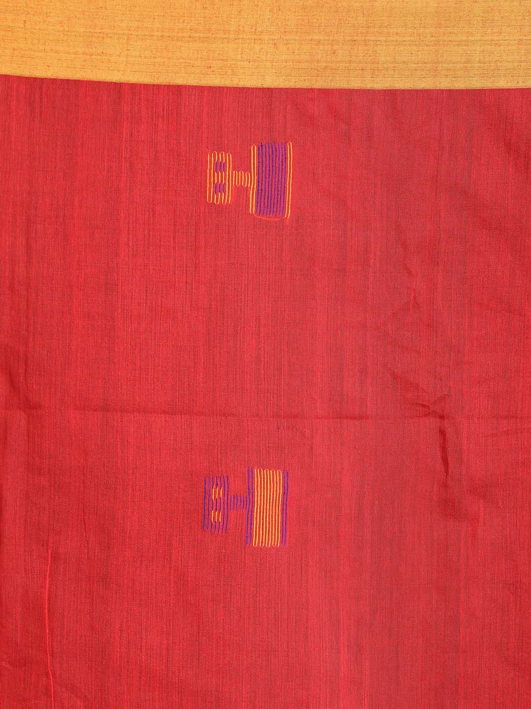 Indethnic Red Bengal Handloom Cotton Blend Work Saree - Saree Detail View