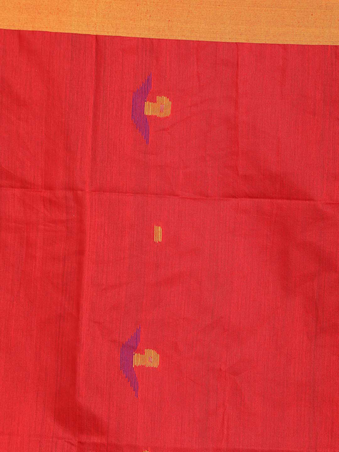 Indethnic Red Bengal Handloom Cotton Blend Work Saree - Saree Detail View