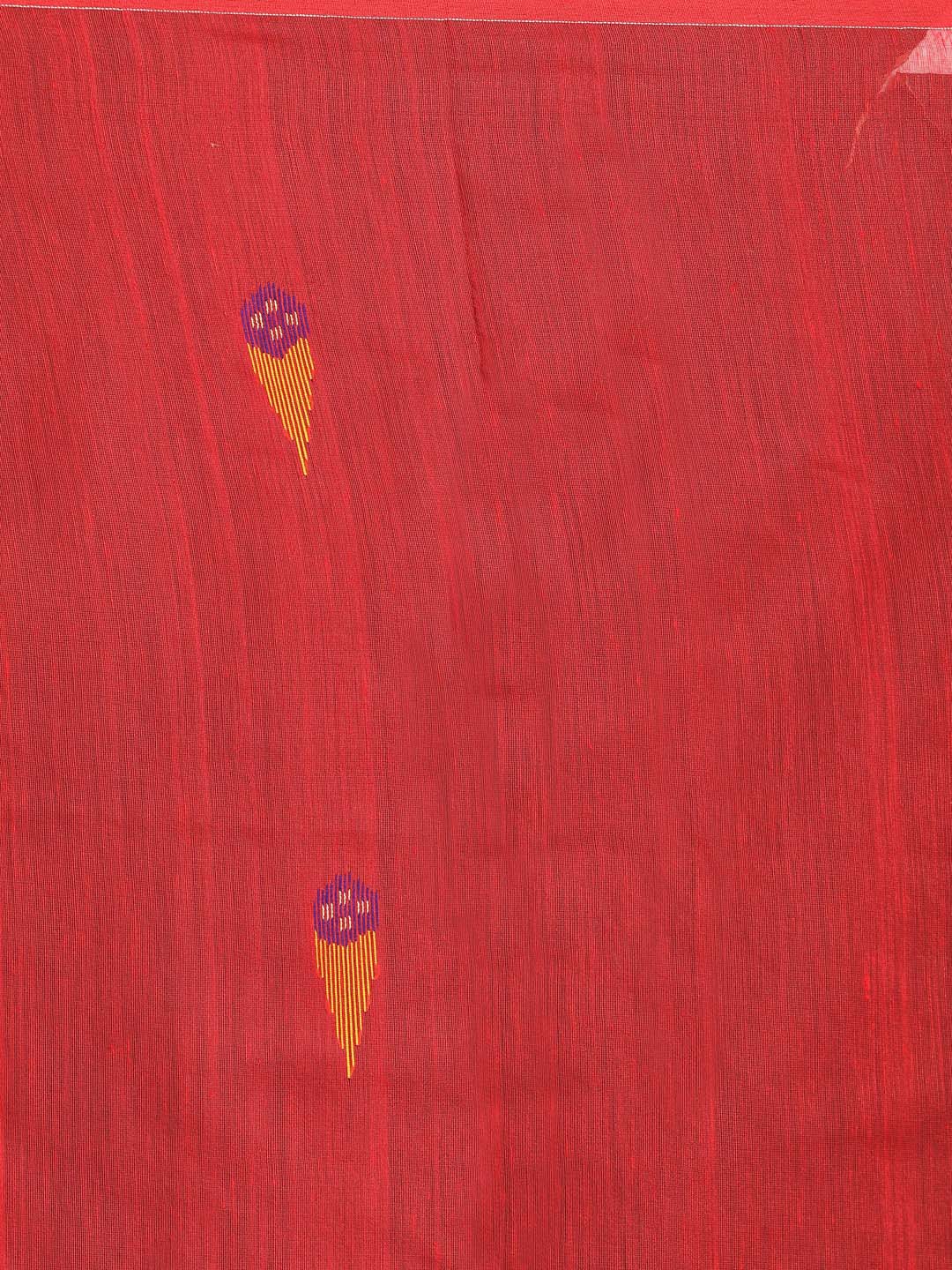 Indethnic Red Bengal Handloom Cotton Blend Work Saree - Saree Detail View