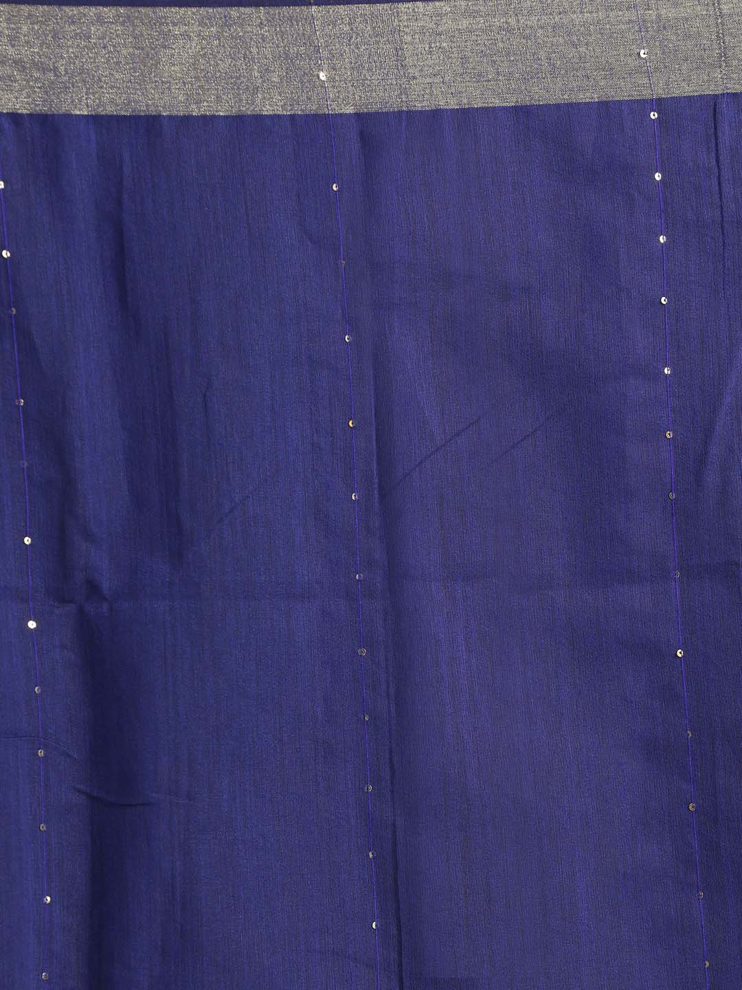 Indethnic Blue Bengal Handloom Cotton Blend Work Saree - Saree Detail View