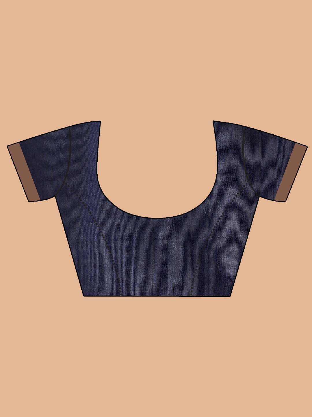 Indethnic Blue Bengal Handloom Cotton Blend Work Saree - Blouse Piece View