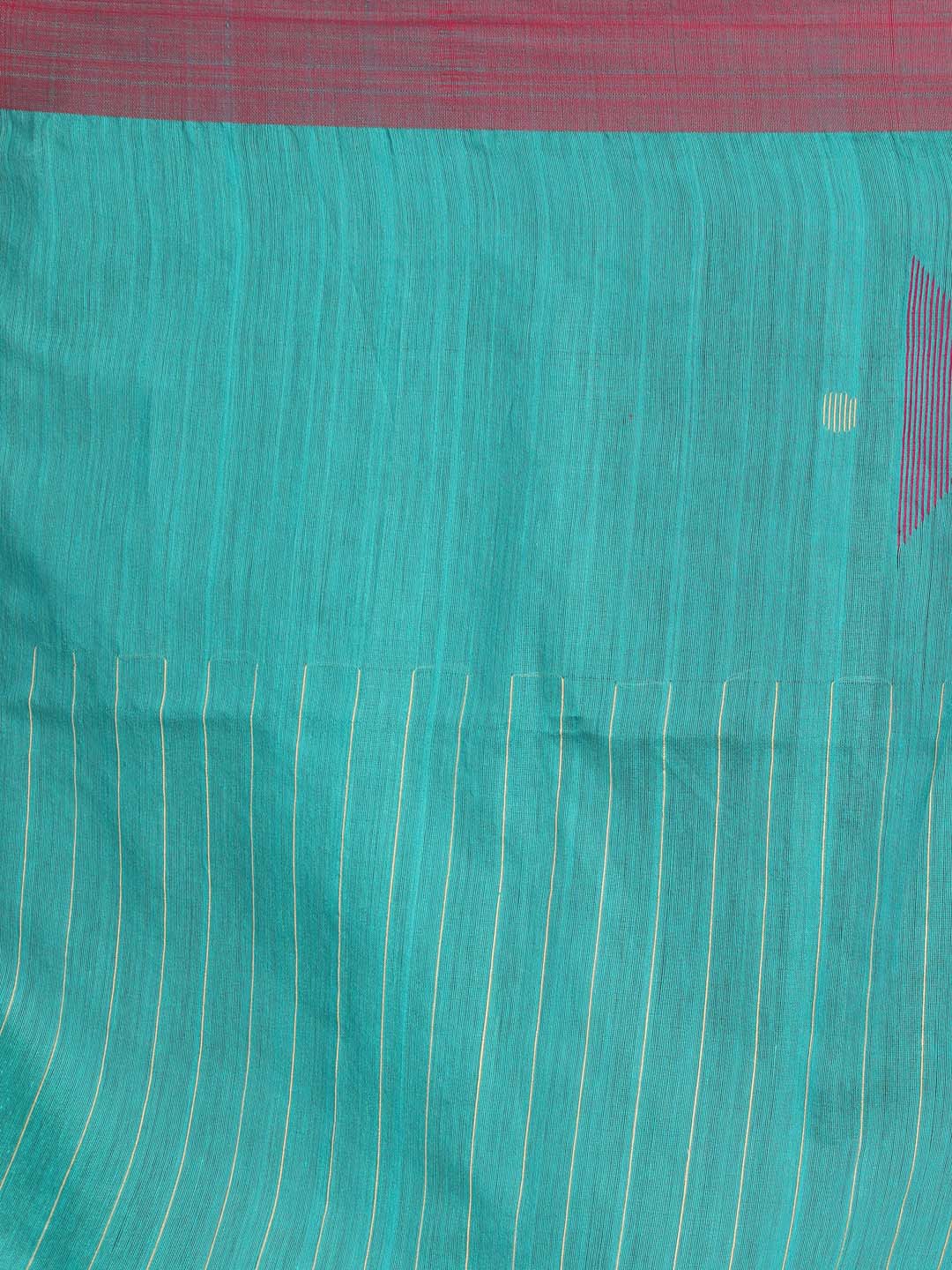 Indethnic Blue Bengal Handloom Cotton Blend Work Saree - Saree Detail View