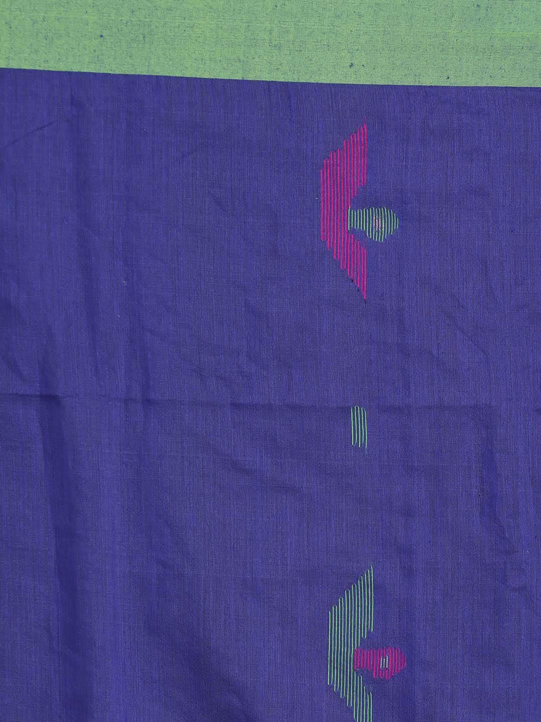 Indethnic Blue Bengal Handloom Cotton Blend Work Saree - Saree Detail View