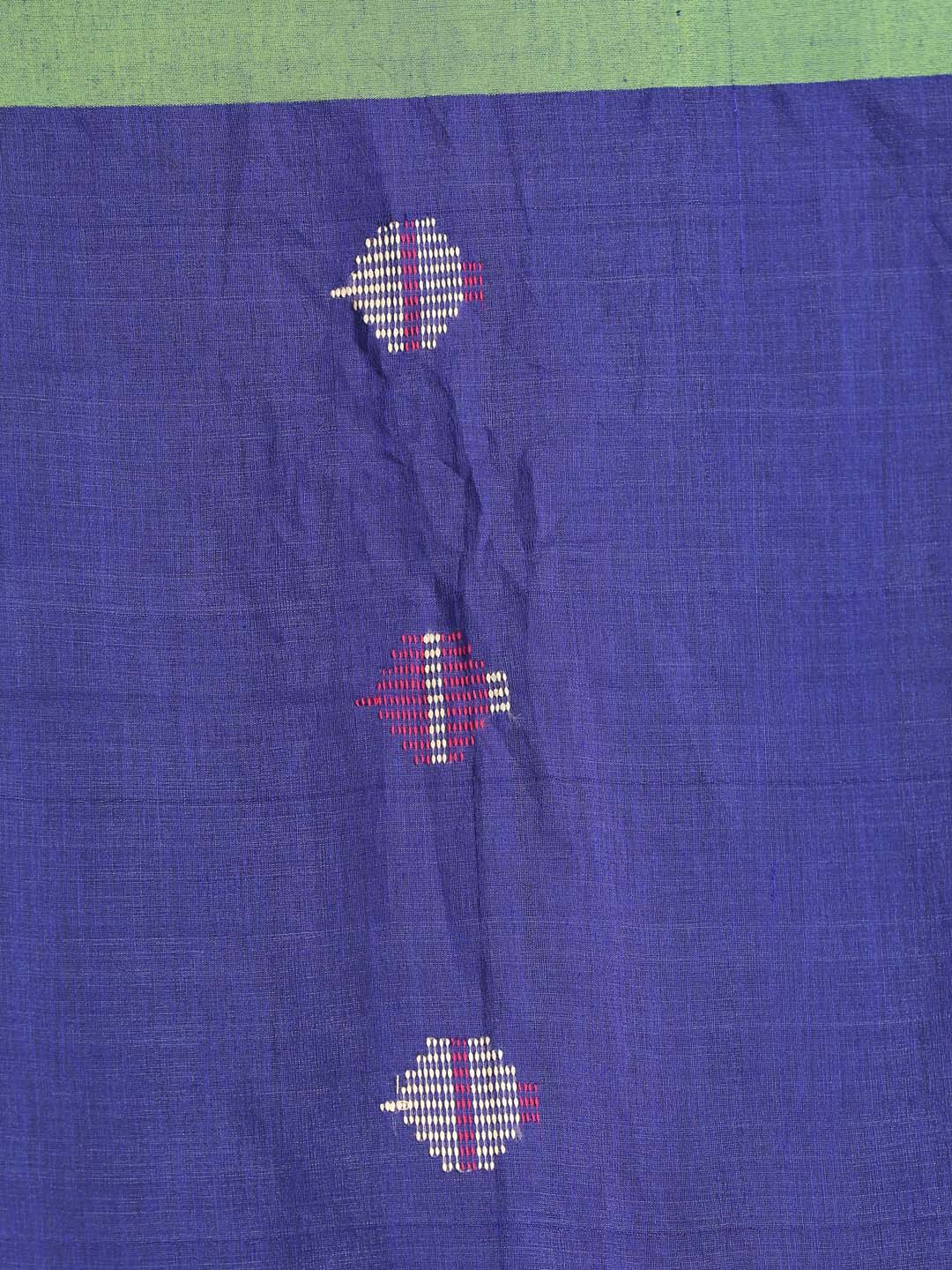 Indethnic Blue Bengal Handloom Cotton Blend Work Saree - Saree Detail View