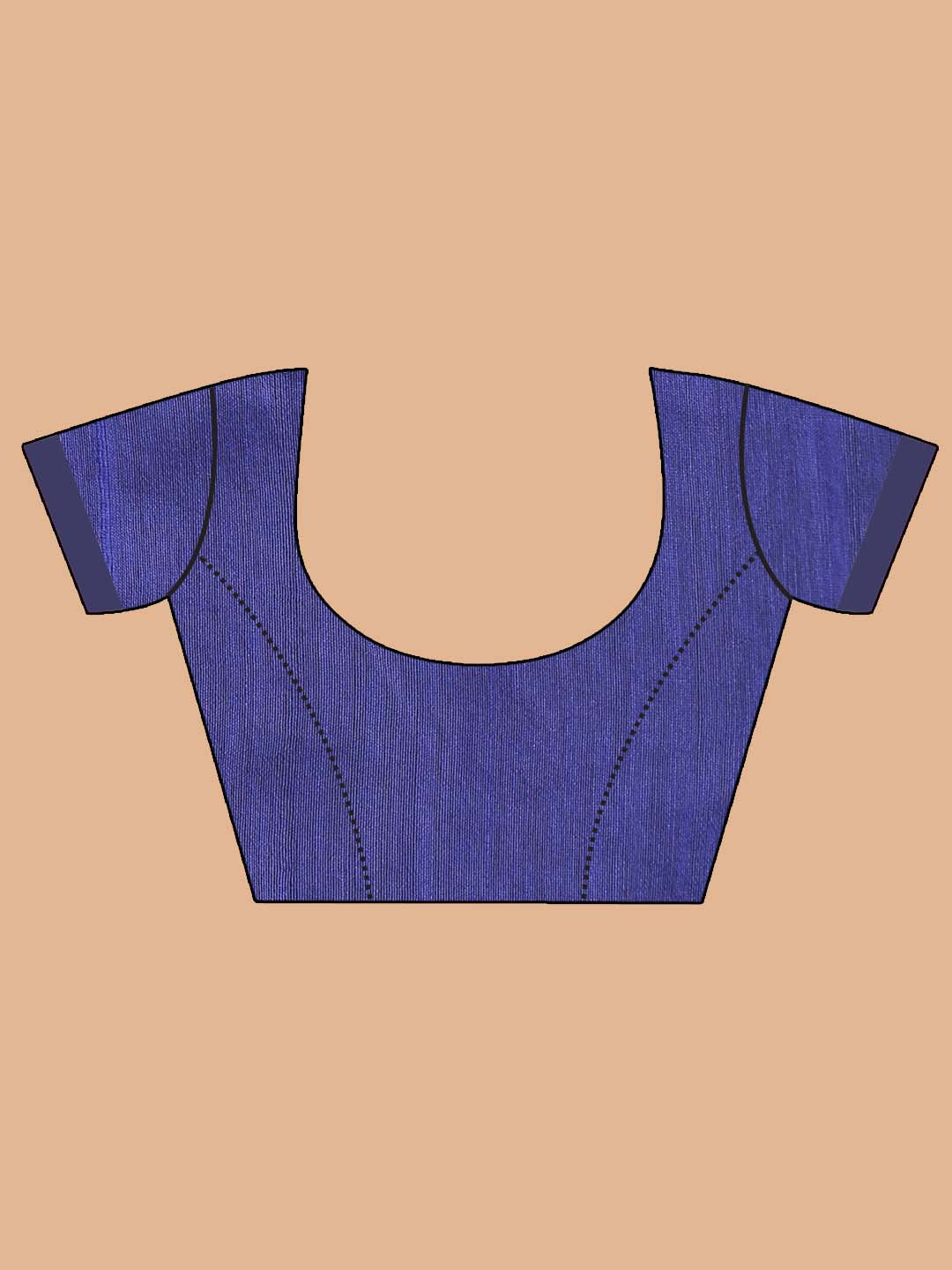 Indethnic Blue Bengal Handloom Cotton Blend Work Saree - Blouse Piece View