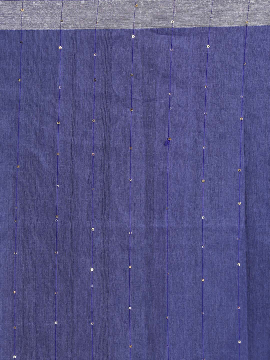 Indethnic Blue Bengal Handloom Cotton Blend Work Saree - Saree Detail View