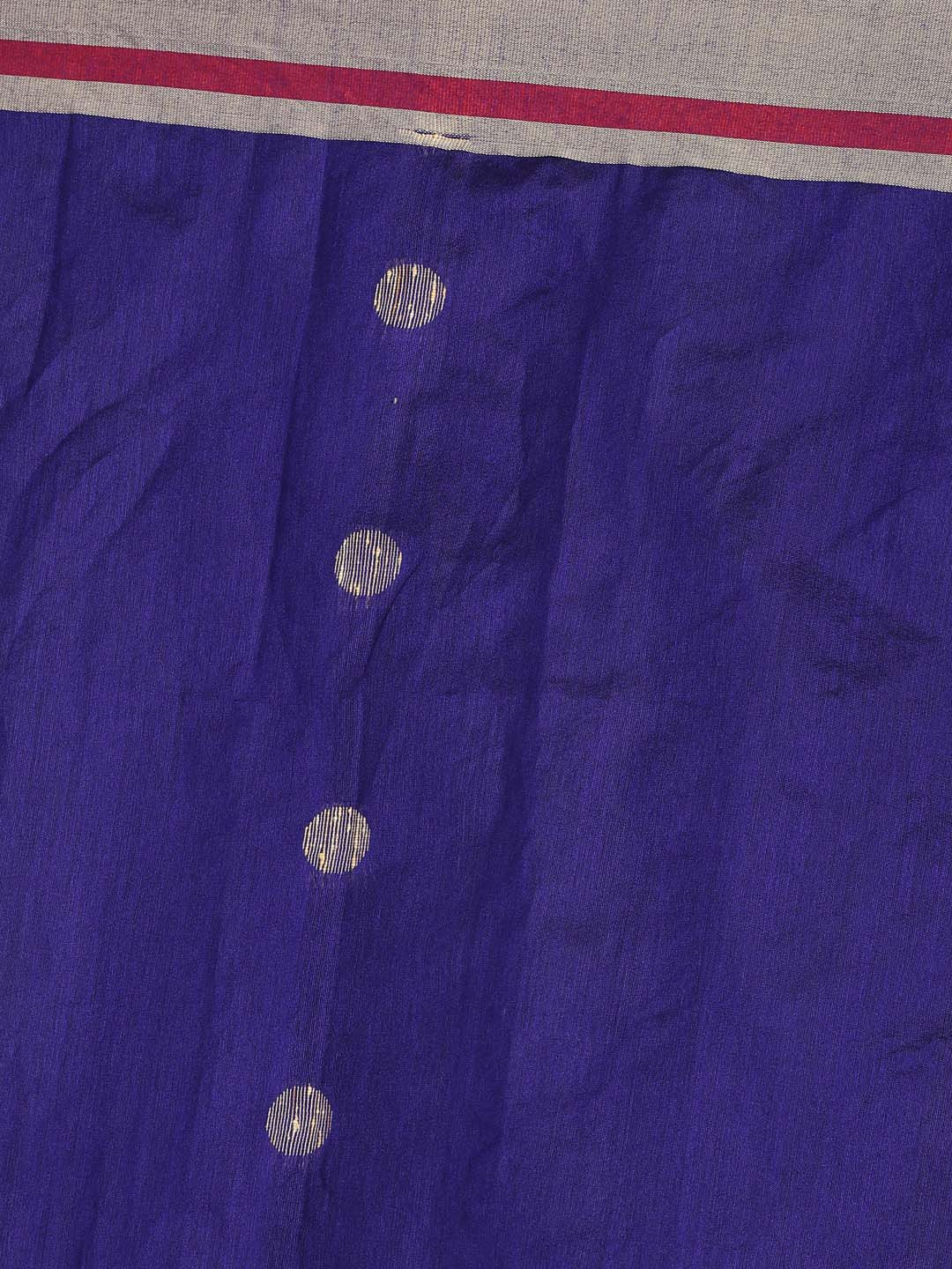 Indethnic Blue Bengal Handloom Cotton Blend Work Saree - Saree Detail View