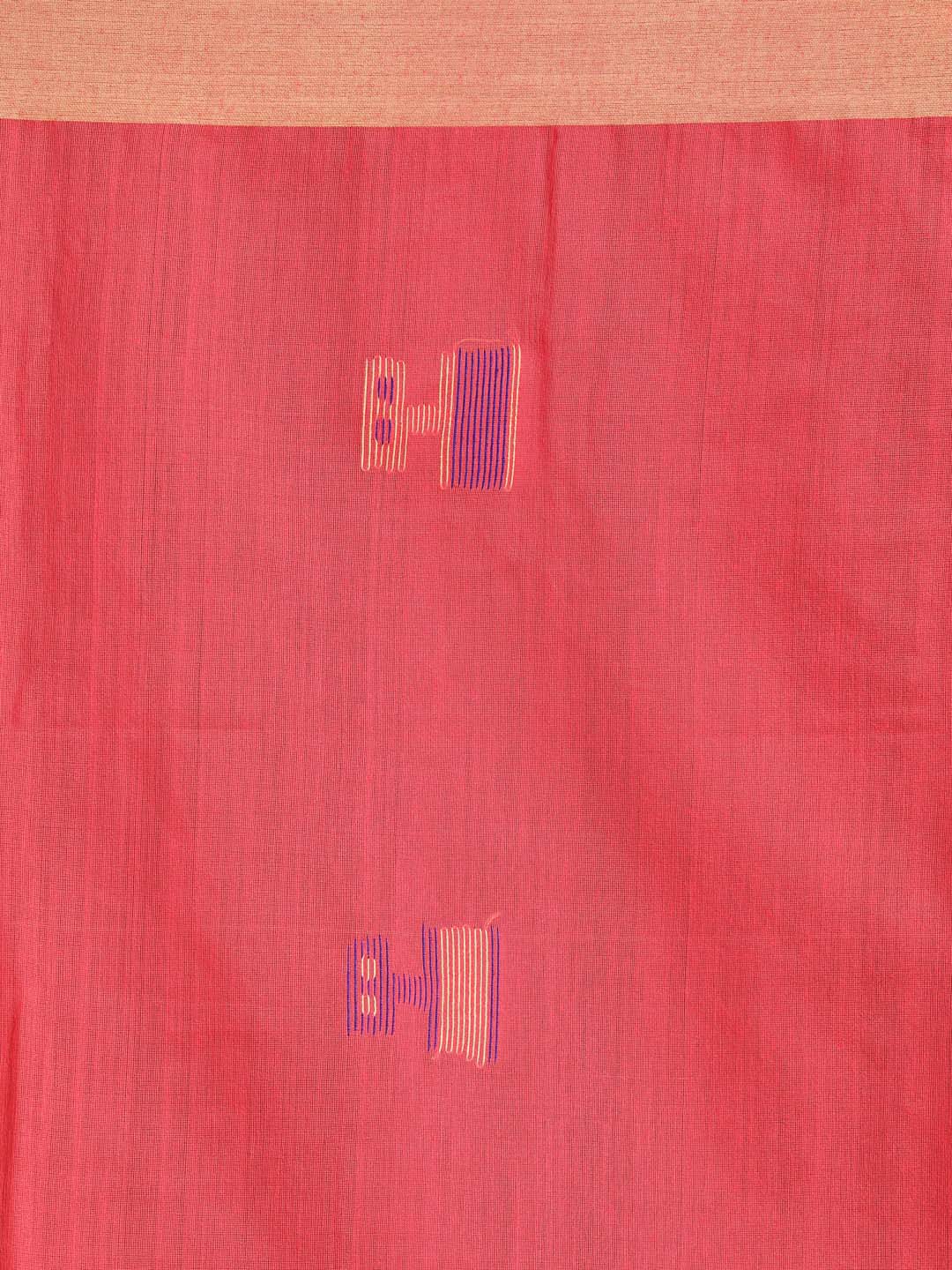 Indethnic Coral Bengal Handloom Cotton Blend Work Saree - Saree Detail View