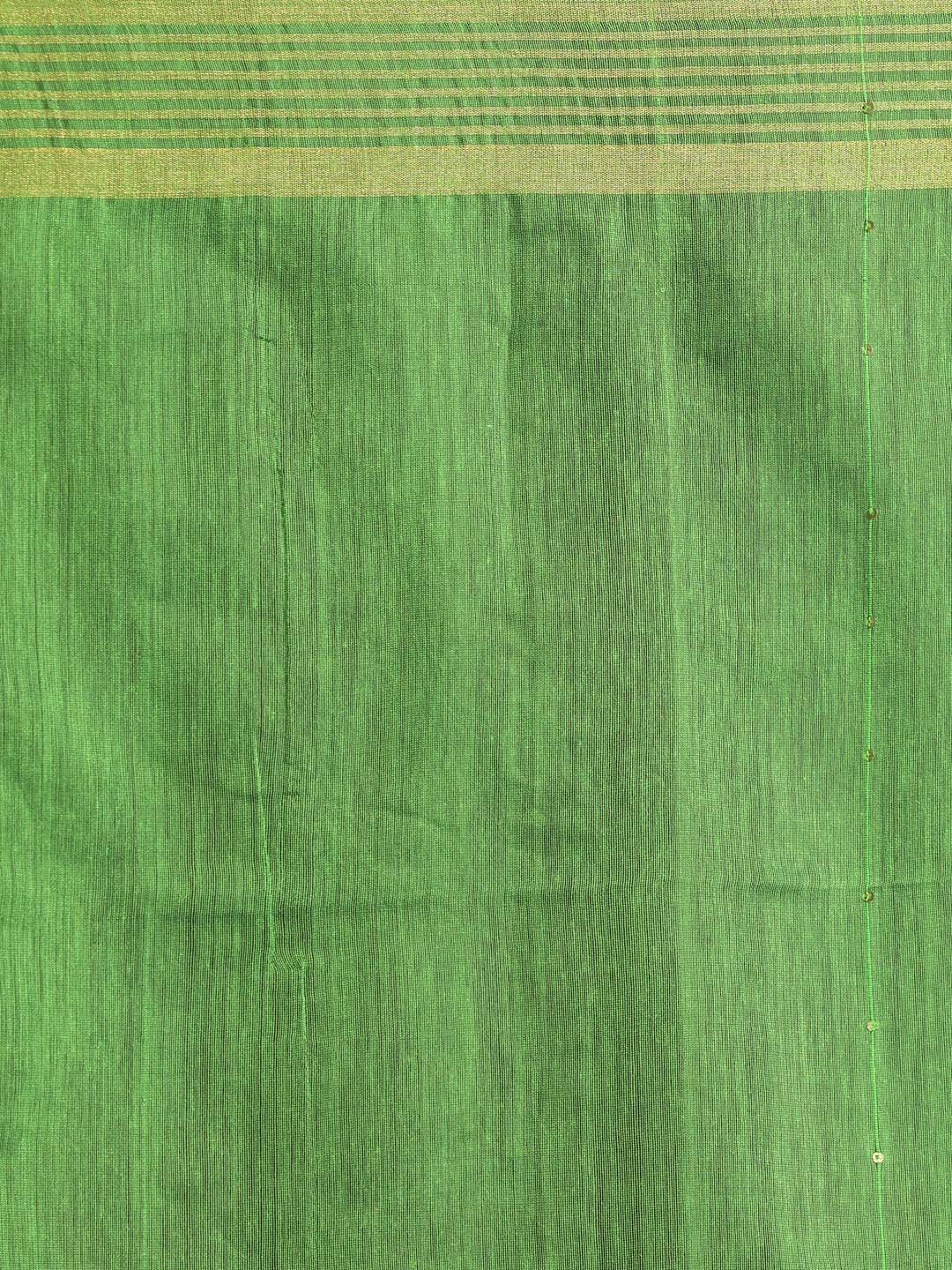 Indethnic Green Bengal Handloom Cotton Blend Work Saree - Saree Detail View