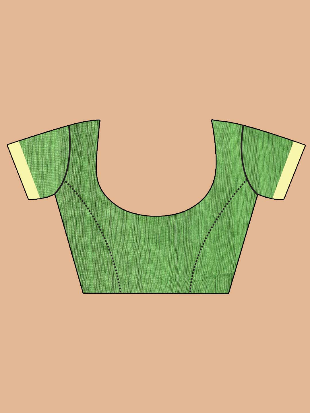 Indethnic Green Bengal Handloom Cotton Blend Work Saree - Blouse Piece View