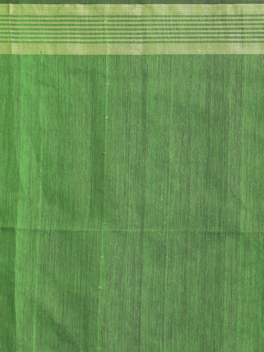 Indethnic Green Bengal Handloom Cotton Blend Party Saree - Saree Detail View