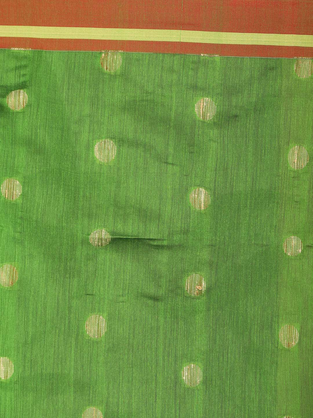 Indethnic Green Bengal Handloom Cotton Blend Work Saree - Saree Detail View