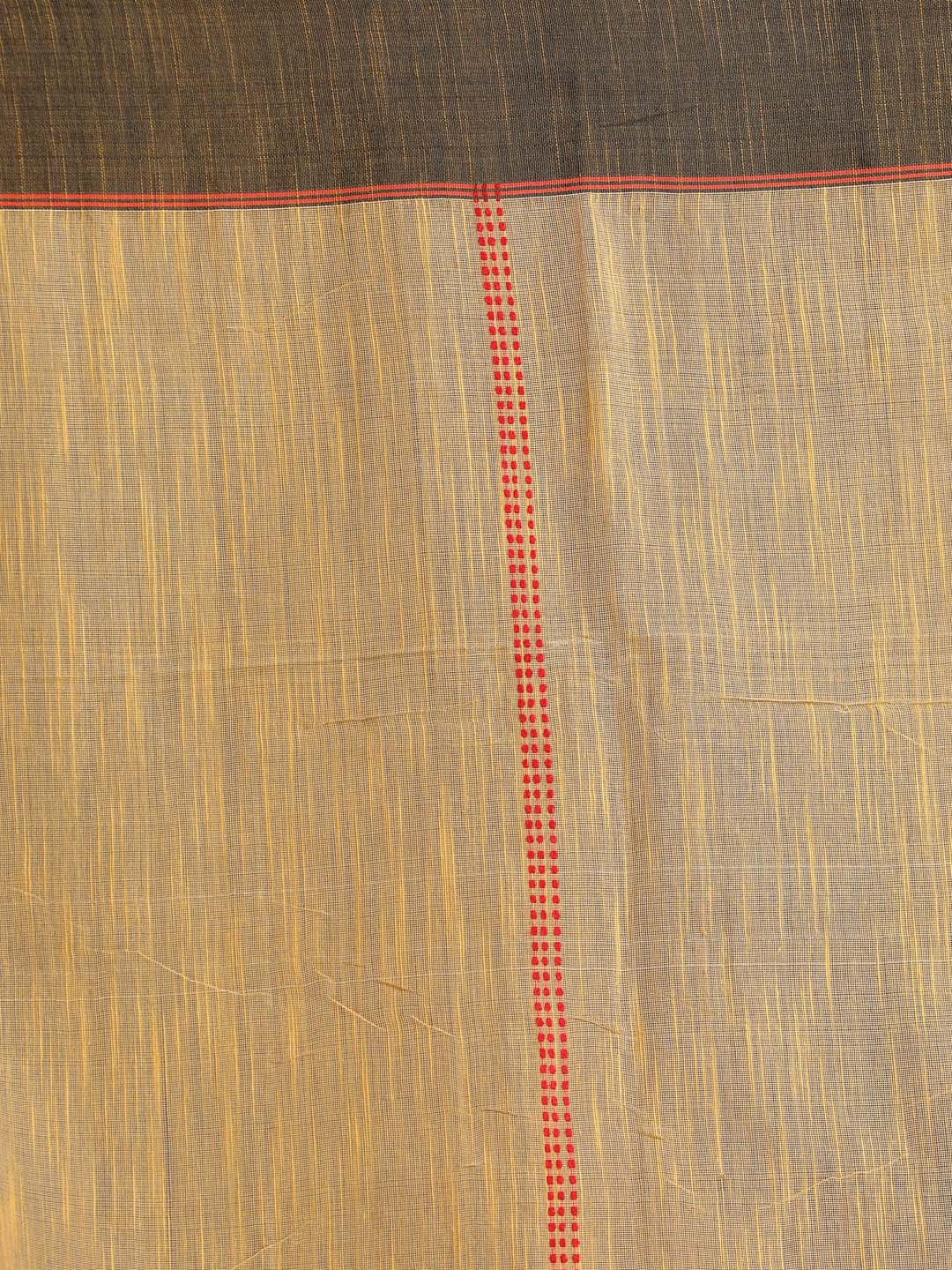Indethnic Khaki Bengal Handloom Cotton Blend Work Saree - Saree Detail View