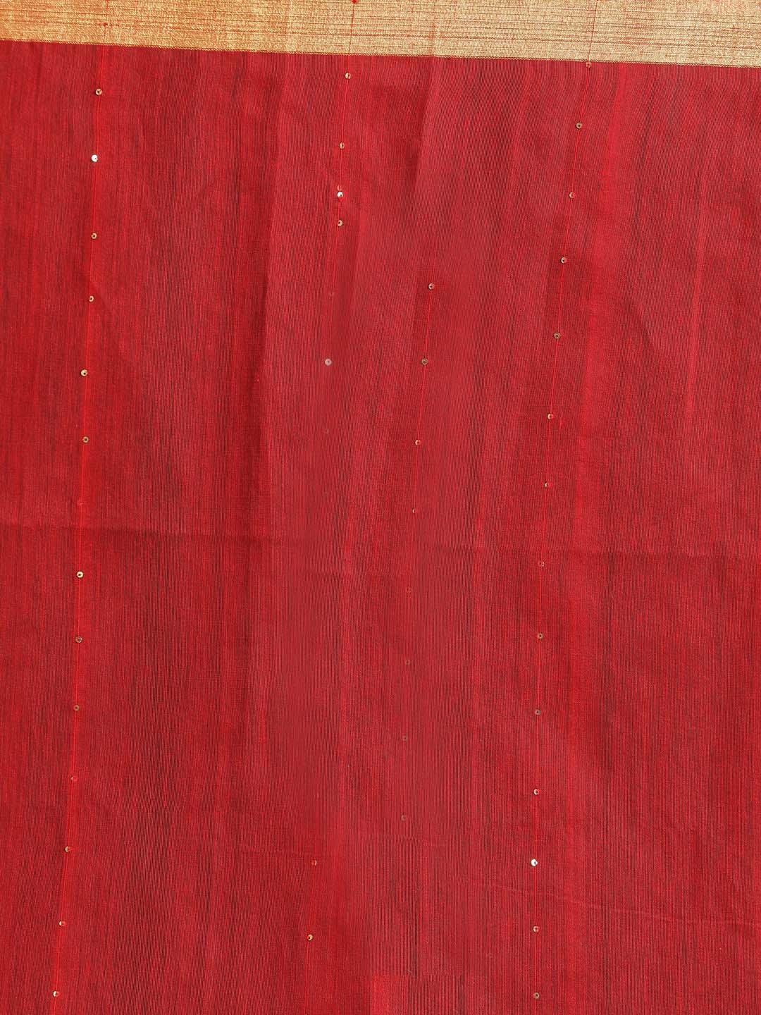 Indethnic Maroon Bengal Handloom Cotton Blend Work Saree - Saree Detail View