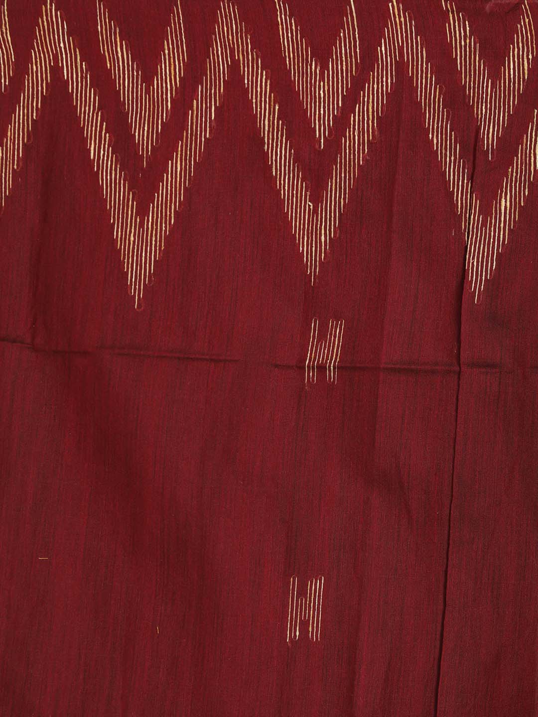 Indethnic Maroon Bengal Handloom Cotton Blend Work Saree - Saree Detail View