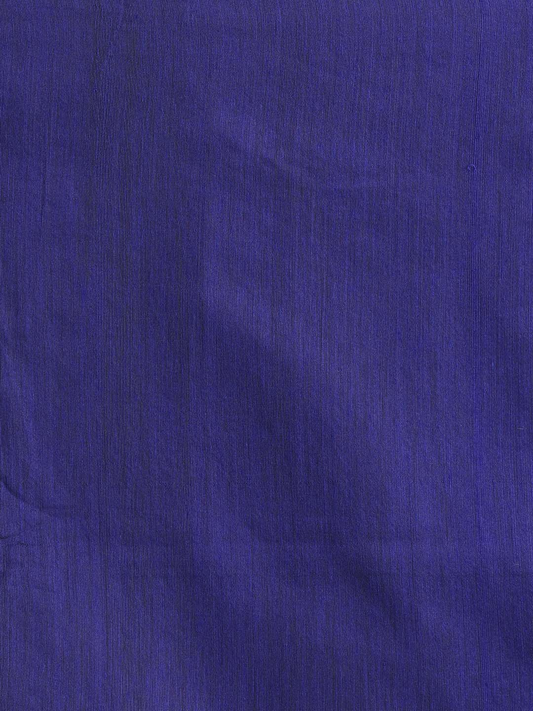 Indethnic Navy Blue Bengal Handloom Cotton Blend Work Saree - Saree Detail View