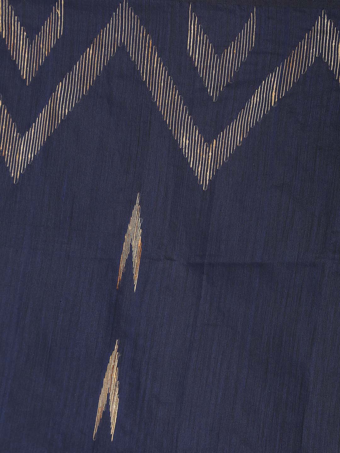 Indethnic Navy Blue Bengal Handloom Cotton Blend Work Saree - Saree Detail View