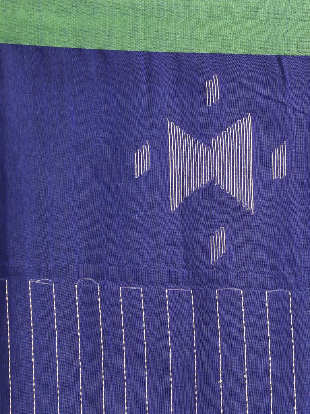 Indethnic Navy Blue Bengal Handloom Cotton Blend Work Saree - Saree Detail View