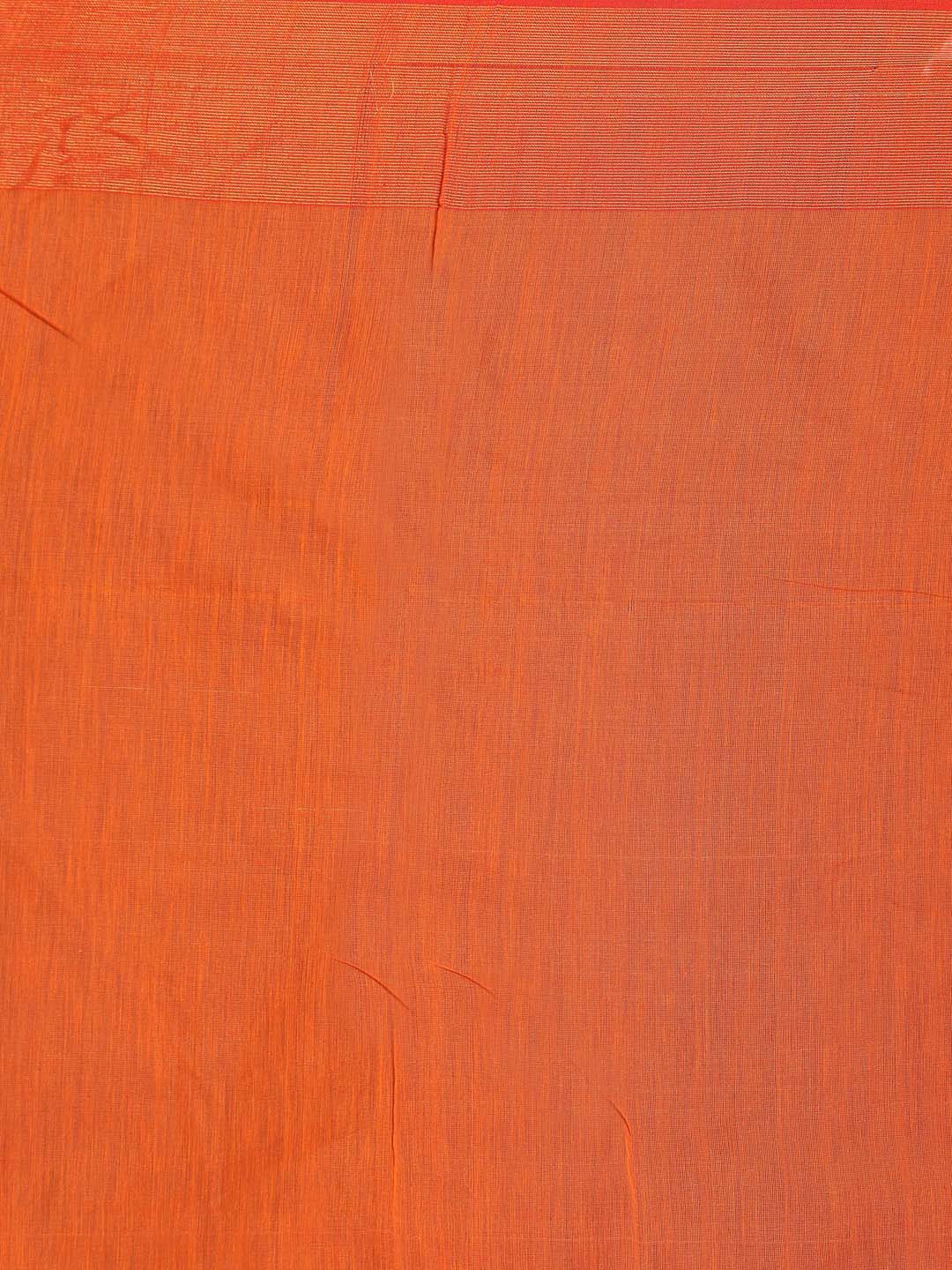 Indethnic Orange Bengal Handloom Cotton Blend Work Saree - Saree Detail View