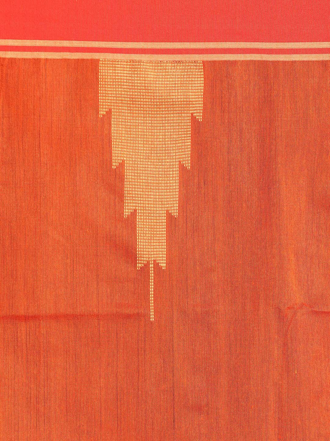 Indethnic Orange Bengal Handloom Cotton Blend Work Saree - Saree Detail View