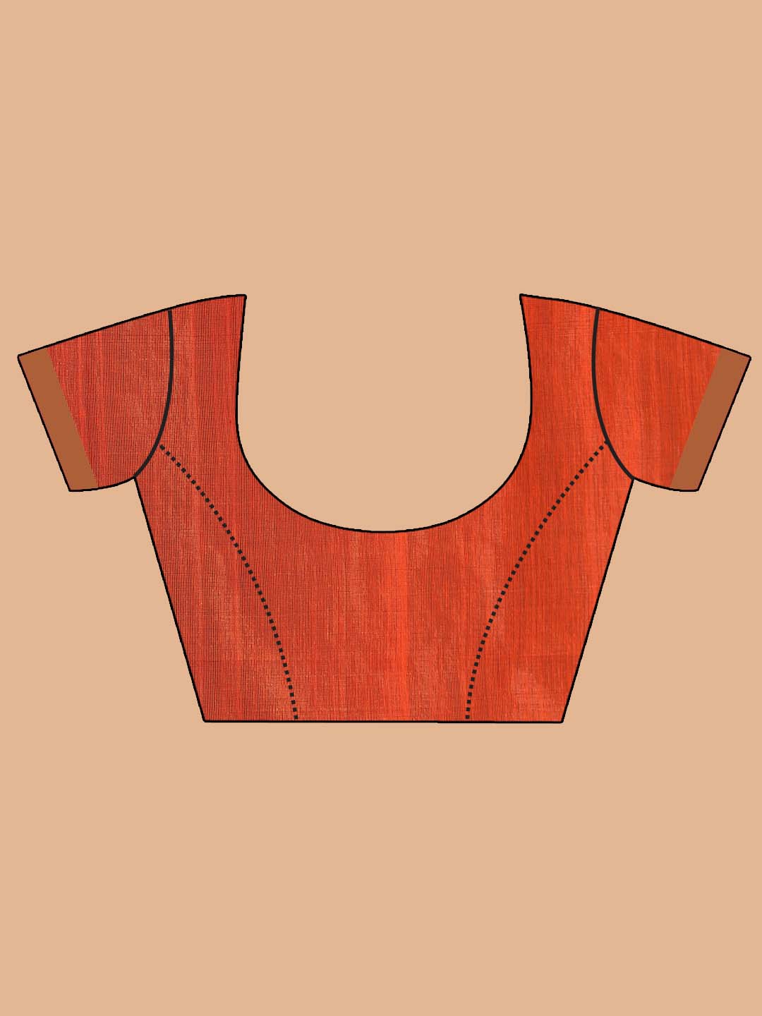 Indethnic Orange Bengal Handloom Cotton Blend Work Saree - Blouse Piece View
