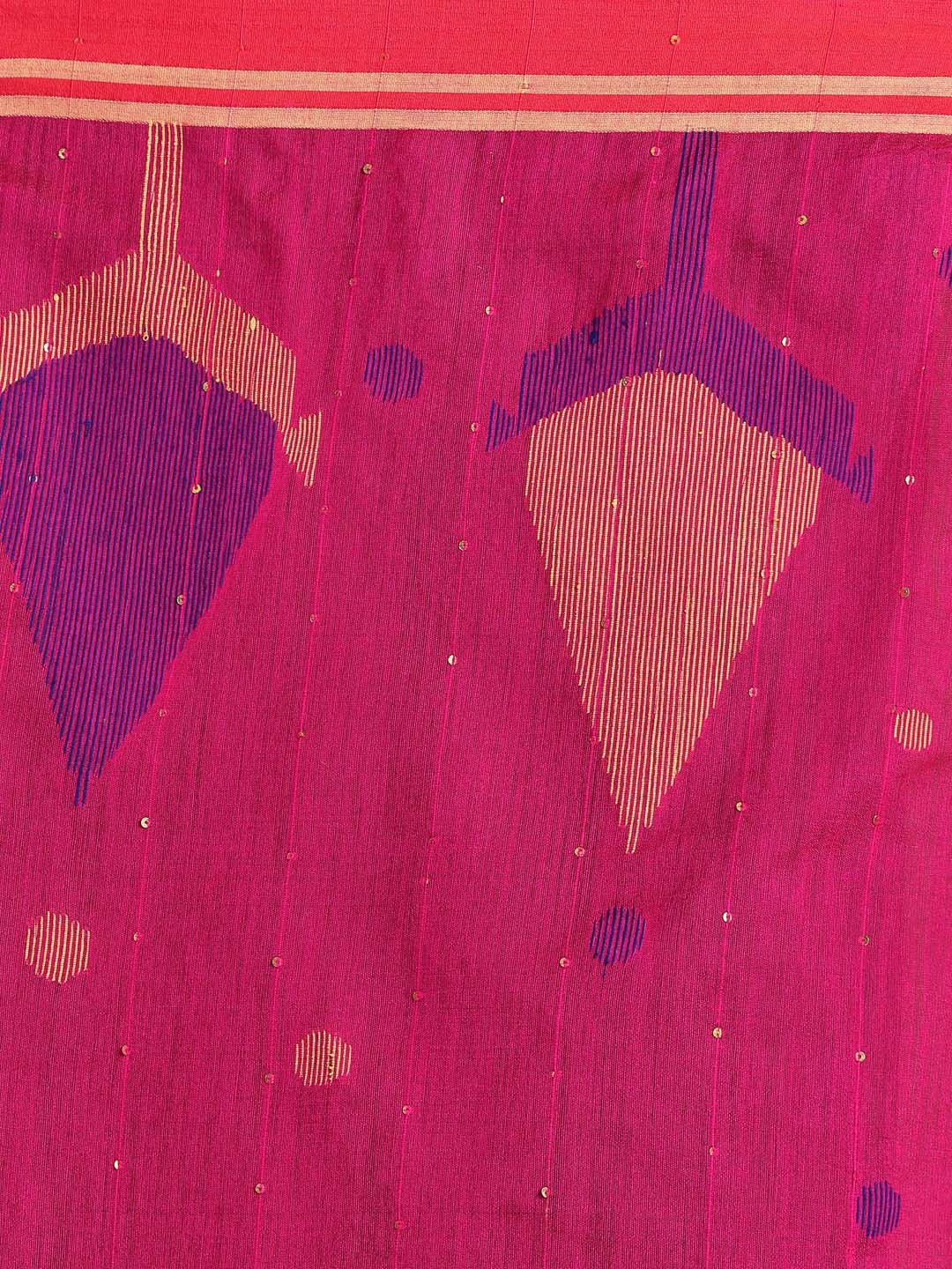 Indethnic Purple Bengal Handloom Cotton Blend Work Saree - Saree Detail View