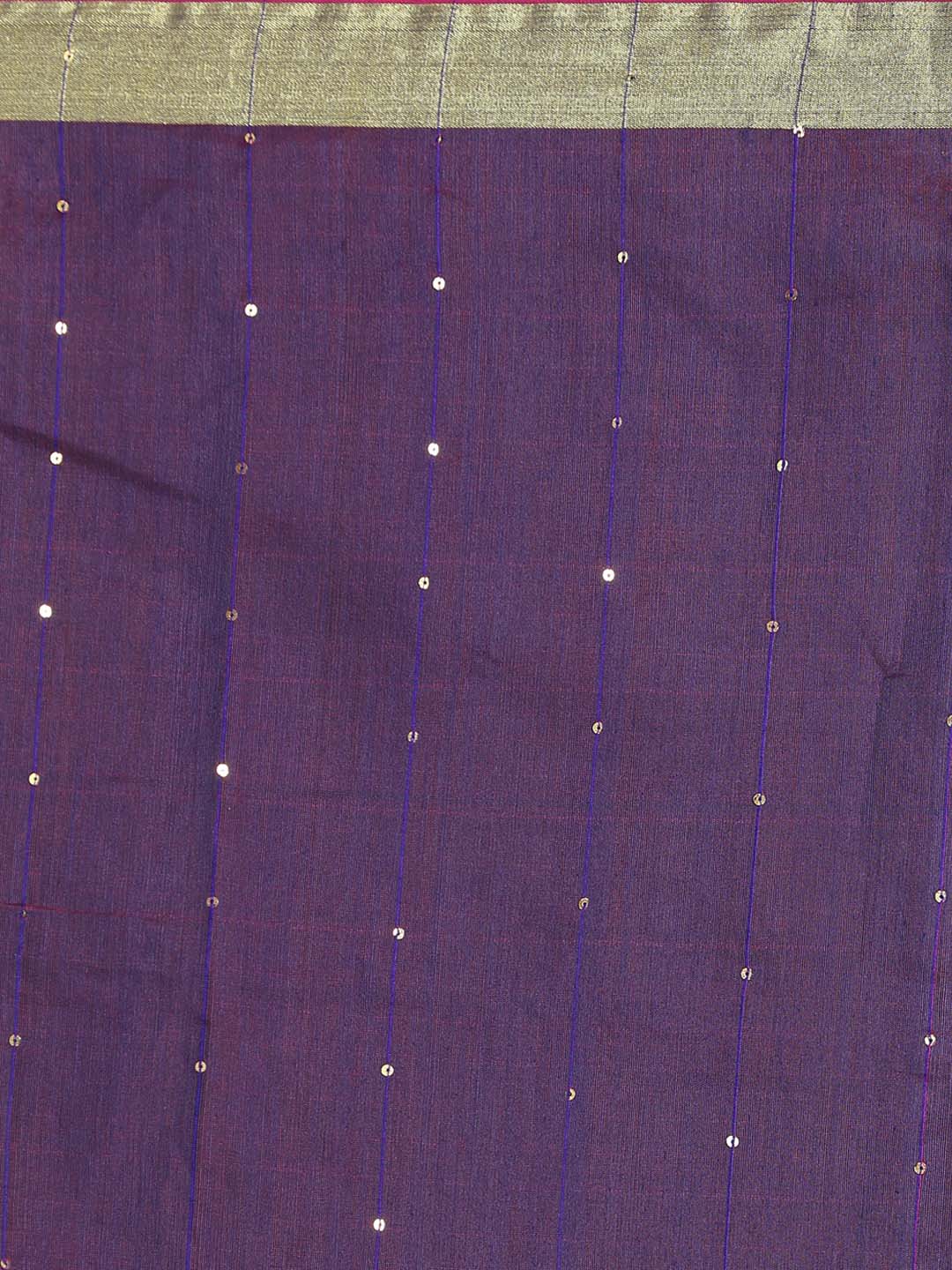 Indethnic Purple Bengal Handloom Cotton Blend Work Saree - Saree Detail View