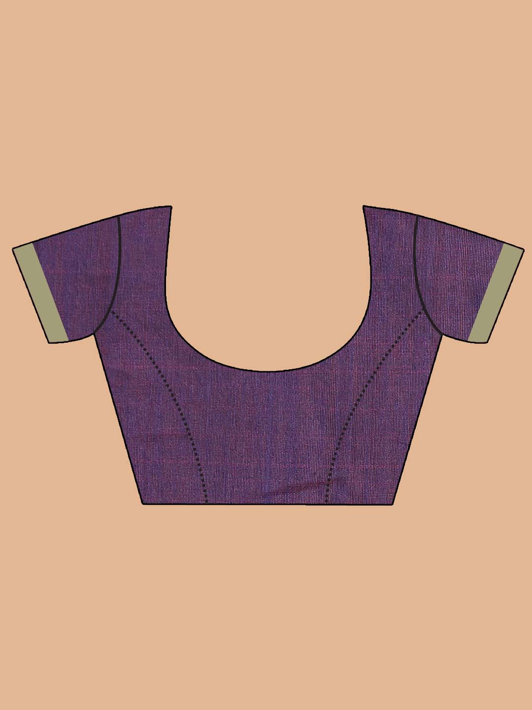 Indethnic Purple Bengal Handloom Cotton Blend Work Saree - Blouse Piece View