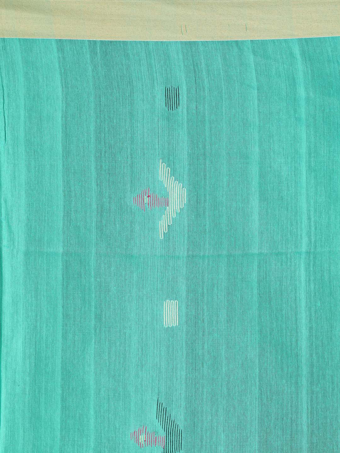 Indethnic Sea Green Bengal Handloom Cotton Blend Work Saree - Saree Detail View