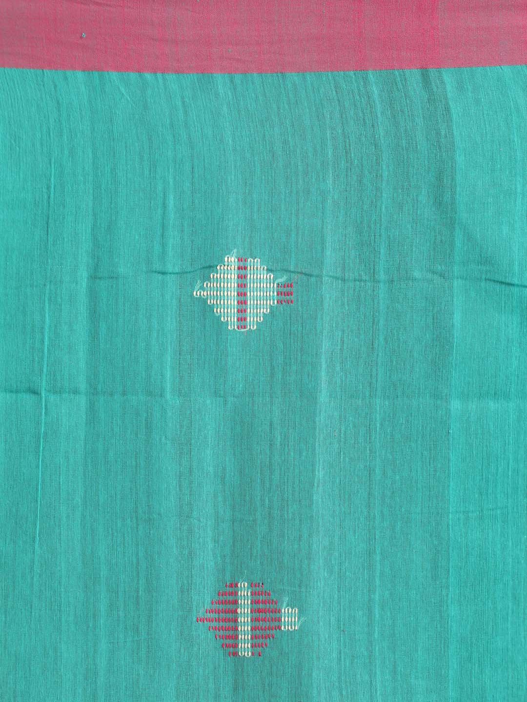 Indethnic Sea Green Bengal Handloom Cotton Blend Work Saree - Saree Detail View